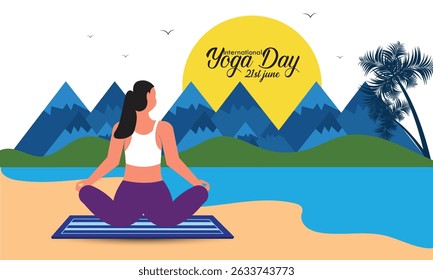 Woman meditating peacefully outdoors celebrating international yoga day on 21 June