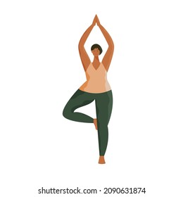 Woman meditating, practicing yoga meditation on isolated white background. Vector illustration in flat cartoon style