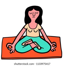 Woman meditating in yoga posture of the lotus flower, on a blanket