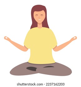Woman meditation icon cartoon vector. Stress skills. Coping help