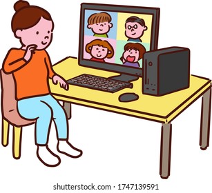 Woman meeting online with a colleague