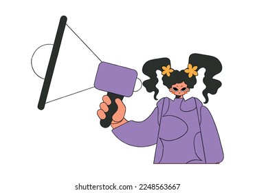 Woman with a megaphone. labor market. Human resource and recruitment.
