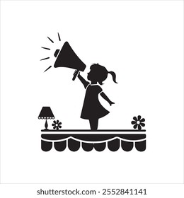 woman megaphone silhouette icon vector on white background 