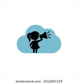 woman megaphone silhouette icon vector on white background 