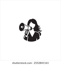 woman megaphone silhouette icon vector on white background 