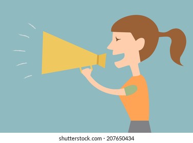 woman with megaphone vector illustration 