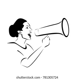 Woman with megaphone vector illustration. Conceptual illustration