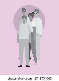 Woman and men avatars in gray colors design, Person people and human theme Vector illustration