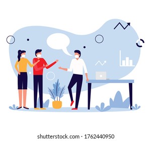 Woman and men avatars with table and laptop design, Person people and human theme Vector illustration