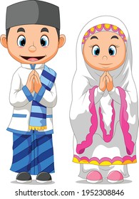 The woman and men are standing and giving the greeting the people of the illustration