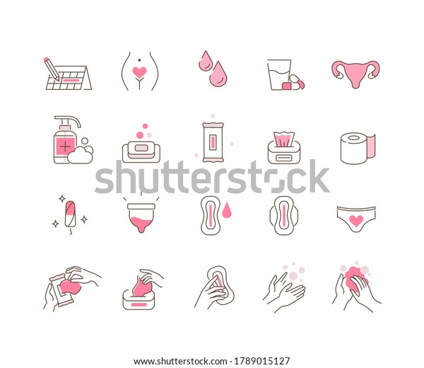 Woman Menstruation Cycle Icons Collection Gynecological Stock Vector Royalty Free 1789015127 2769