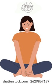 Woman Mental Disorder Character with Flat Cartoon Design Concept. Isolated Vector Illustration