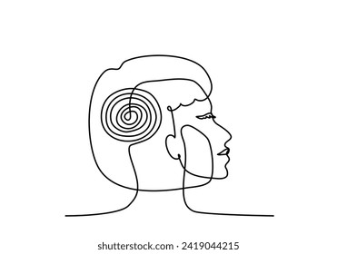 Woman in mental health concept vector editable continuous line art.