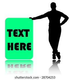 woman with message board - vector