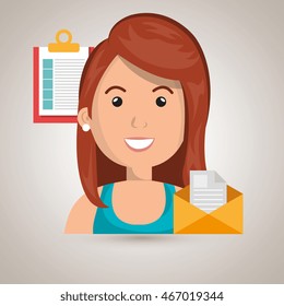woman message document icon vector illustration graphic