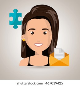 woman message document icon vector illustration graphic