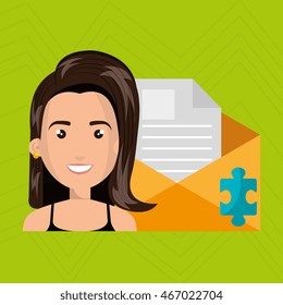 woman message document icon vector illustration graphic