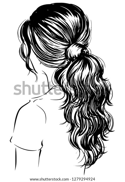 Woman Messy Ponytail Stock Vector (Royalty Free) 1279294924  Shutterstock