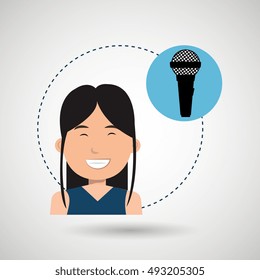 woman microphone audio speaker 
