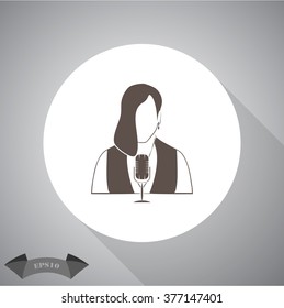 Woman with microphone Vector icon 