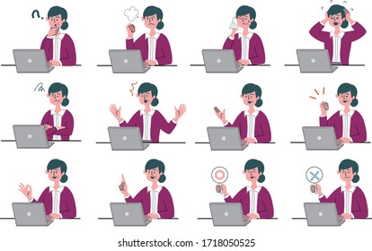 woman middle age laptop computer set