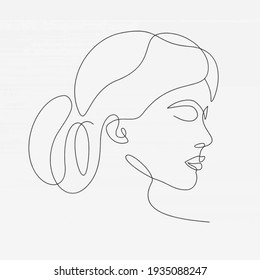 Woman minimal hand-drawn illustration. one-line style drawing