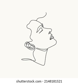 Woman minimal hand-drawn illustration. one-line style drawing