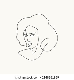Woman minimal hand-drawn illustration. one-line style drawing