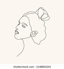 Woman minimal hand-drawn illustration. one-line style drawing