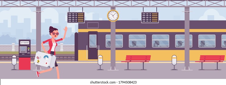 Man Missing Train Hurrying Trainstation Male Stock Vector (Royalty Free ...