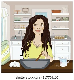 Woman Mixing Ingredients