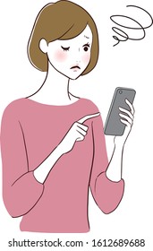Woman with mobile in hand negative emotion