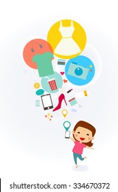 Woman mobile online shopping 