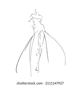 Woman Model Evening Dress Fashion Illustration Stock Vector (Royalty ...