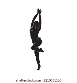 Woman modern breakdance silhouette. Youth culture, hip-hop, movement, style and fashion, action on white. 