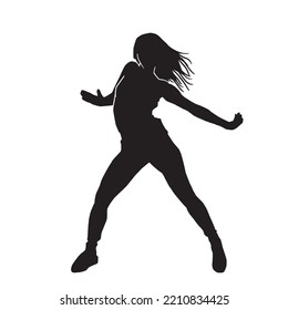 Woman Modern Breakdance Silhouette. Youth Culture, Hip-hop, Movement, Style And Fashion, Action On White. 