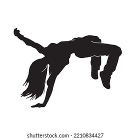 Woman Modern Breakdance Silhouette. Youth Culture, Hip-hop, Movement, Style And Fashion, Action On White. 