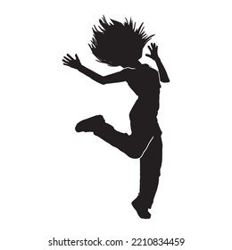 Woman Modern Breakdance Silhouette. Youth Culture, Hip-hop, Movement, Style And Fashion, Action On White. 