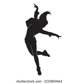 Woman Modern Breakdance Silhouette. Youth Culture, Hip-hop, Movement, Style And Fashion, Action On White. 