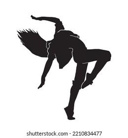 Woman Modern Breakdance Silhouette. Youth Culture, Hip-hop, Movement, Style And Fashion, Action On White. 