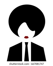 woman with modern round hairstyle wearing suit