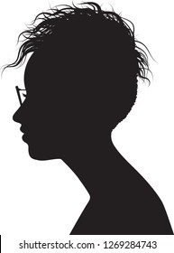 Woman with Mohawk Silhouette, Vector Illustration