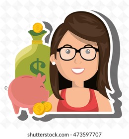 woman money cash coins vector illustration eps 10