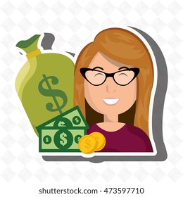 woman money cash coins vector illustration eps 10