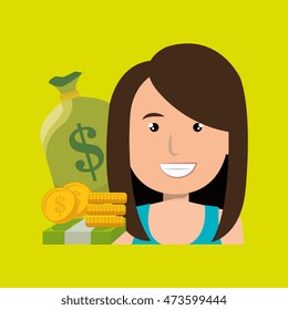 woman money cash coins vector illustration eps 10