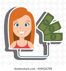woman with money isolated icon design, vector illustration  graphic 