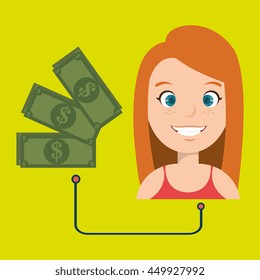 woman with money isolated icon design, vector illustration  graphic 