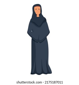 Woman monk icon cartoon vector. Priest meditate. Pray respect