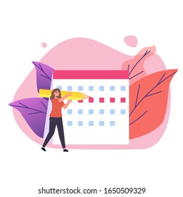 Woman Monthly Periods,  Menstrual Cycle Calendar. Vector Illustration.