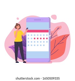 Woman monthly periods,  menstrual cycle calendar. Vector illustration.